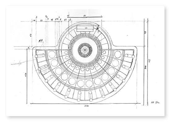 Dessin technique de la loterie foraine ayant servi de base pour le Jeu de la Licorne